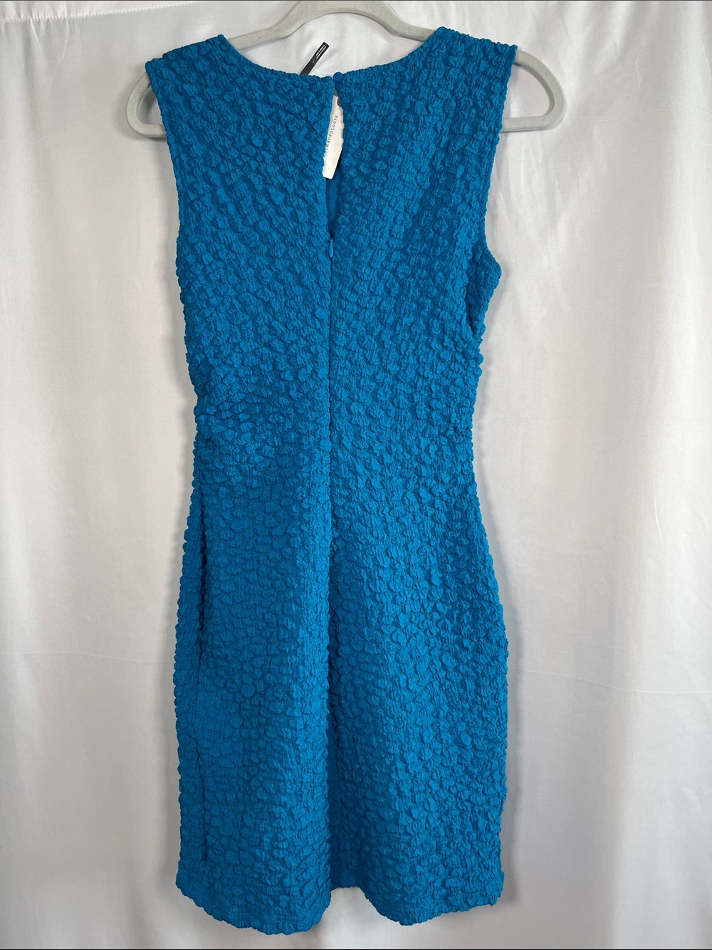 🛍️SALE Anthropologie textured crinkle mini shift bodycon dress blue NEW SZ S - Picture 6 of 9